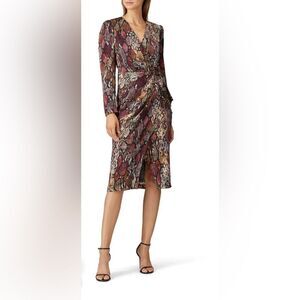 Rebecca Taylor Snake Print Wrap Dress Size 2